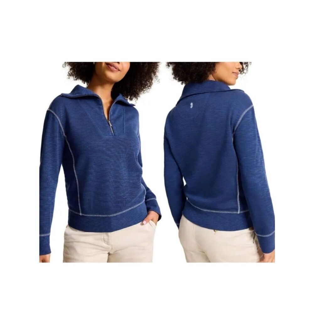 NWT Tommy Bahama Tobago Bay Half Zip In Island Navy - Size Small